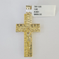 10k Yellow Gold Chain Cross Charm Set Miami Cuban Link Necklace Pendant DISCOUNT