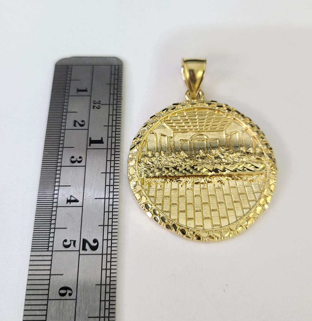 Real 10k Gold Byzantine Necklace Last Supper Nugget 20"-30" 3mm Pendant SET