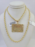 10k Solid Rope Chain Last Supper Charm Set 4mm 20"-28" Necklace Gold Yellow