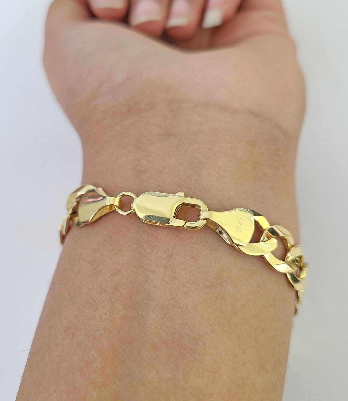 10k Solid Cuban Curb Link Bracelet Gold 9.5mm 8 Inches Real Yellow Gold