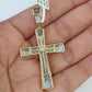 10k Miami Cuban Chain Jesus Cross Charm Set 4.5mm 20"-28" Necklace Pendant Gold