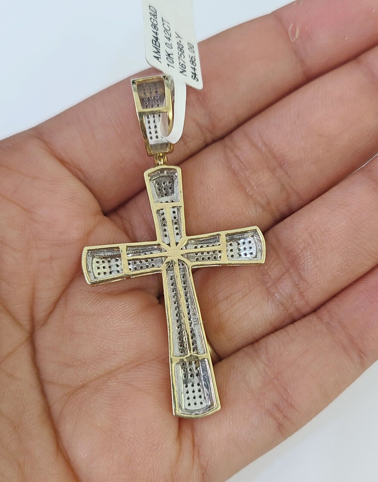 10k Miami Cuban Chain Jesus Cross Charm Set 4.5mm 20"-28" Necklace Pendant Gold