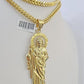 10K Franco Chain Saint Jude Pendant Charm Necklace 20"-26" 5mm Gold SET Yellow