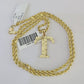 10k Gold Initial T Charm Rope Chain 16"-26" 2.5mm SET Necklace Alphabet Pendant