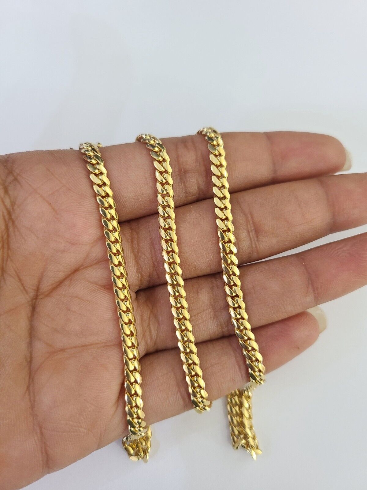 18k Solid Miami Cuban Necklace Chain Yellow Gold 4mm 18" 20" 22" 24" Inch Real