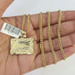 10K Gold Miami Cuban Chain Last Supper Charm 18"-30" 3mm REAL Pendant