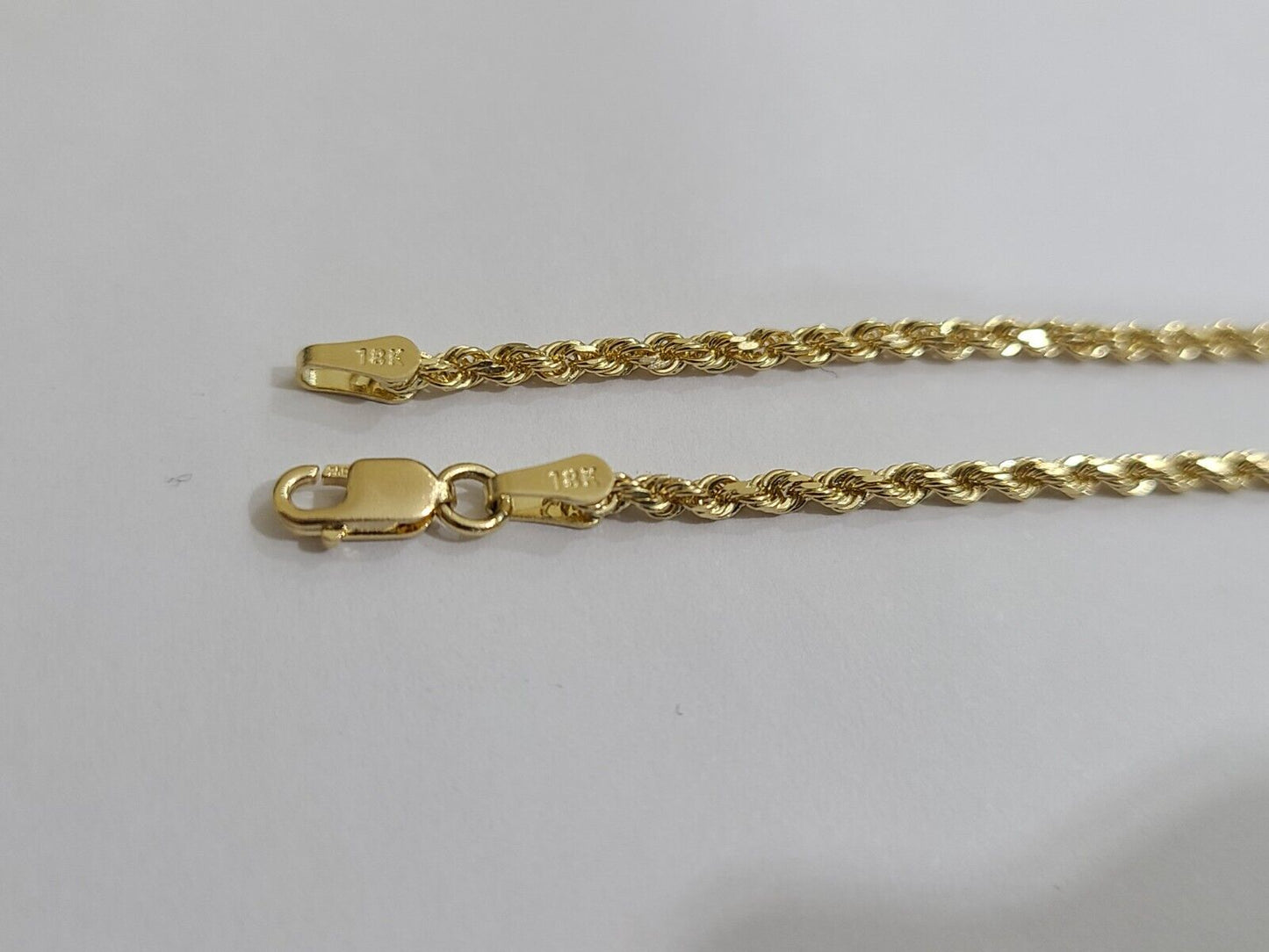 18k Yellow Gold Rope Chain 2mm 16"-24" Inch Real Gold 18kt All Sizes