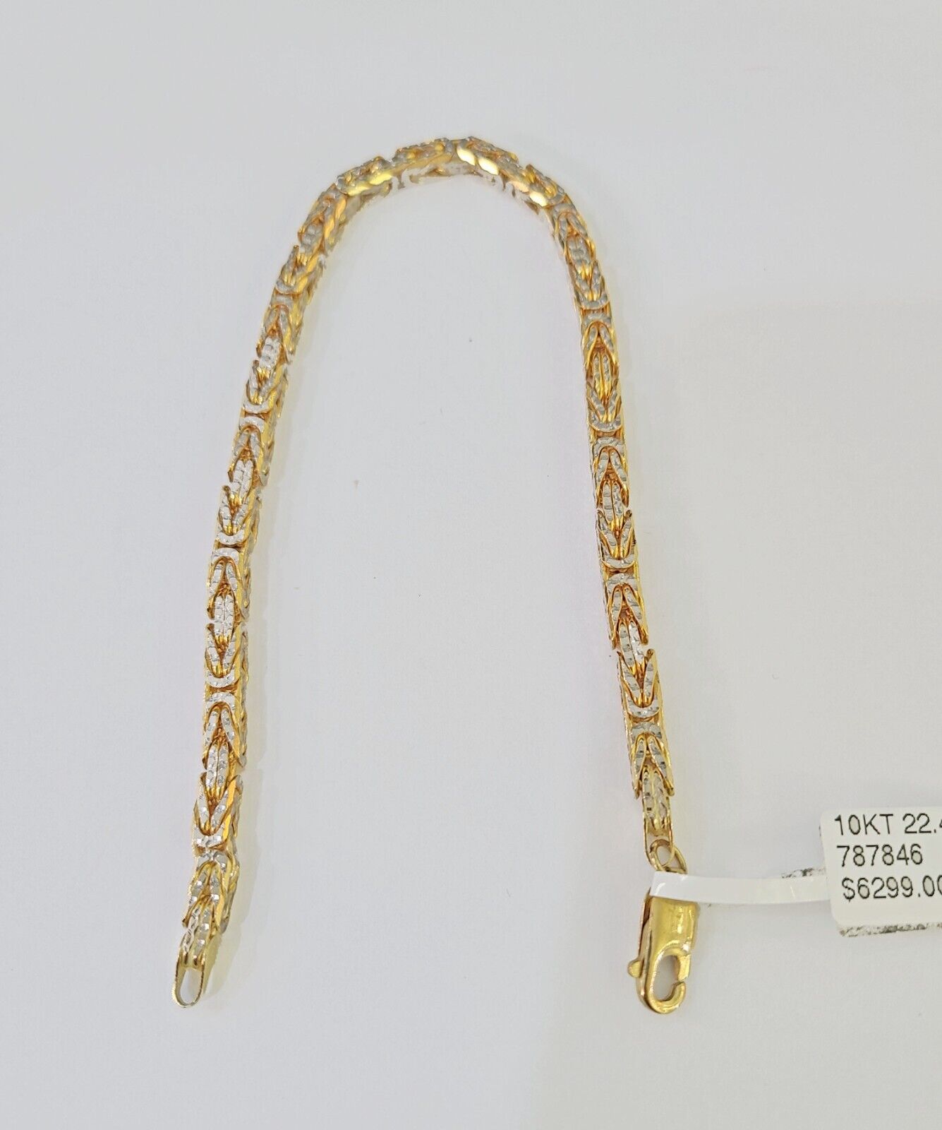 10K Yellow Gold Turkish Byzantine Link Bracelet 4mm 9" inch Real Genuine