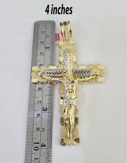 14k Jesus Cross Charm Pendant Yellow Gold Men Women 4" 3" 2" 1.5-2"