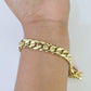 Real 14K Miami Cuban Bracelet Yellow Gold Box Clasp 7.5" Inch 10mm Link Hollow