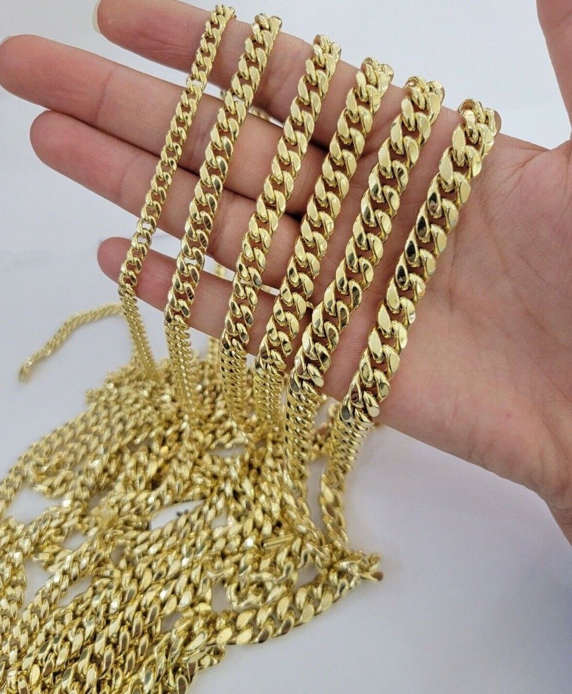 Real 10k Gold Chain Necklace Miami Cuban Link 5MM-9MM link 18-30 Inch 10kt Gold