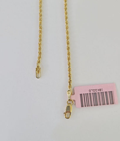 18k Real Solid Rope Chain Yellow Gold 2mm 22" Inch Genuine 18k Necklace