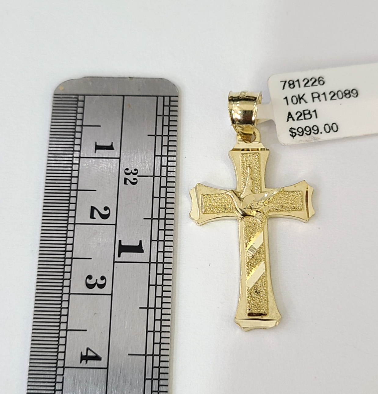 Real 10K Jesus Cross Crucifix Pendant Yellow Gold Charm Genuine