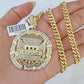 10K Miami Cuban Chain Last Supper Pendent Charm Yellow Gold 6mm 18"-26" Inch