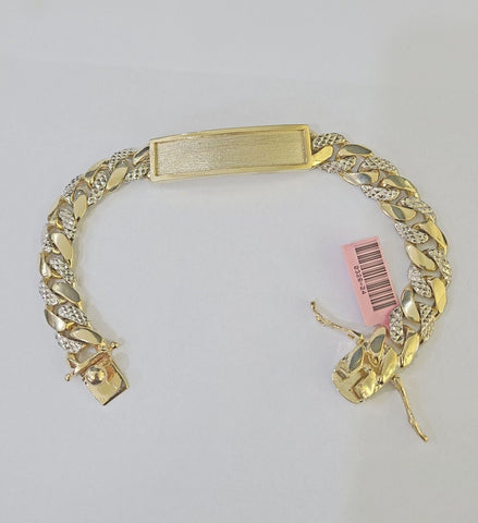 14K Real Gold ID Bracelet Miami Cuban link 12mm 8.5" inches 14kt Diamond Cut