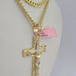 Real 14k Chain Cross Charm Set Miami Cuban Link 5mm 18"-30" Necklace Pendant