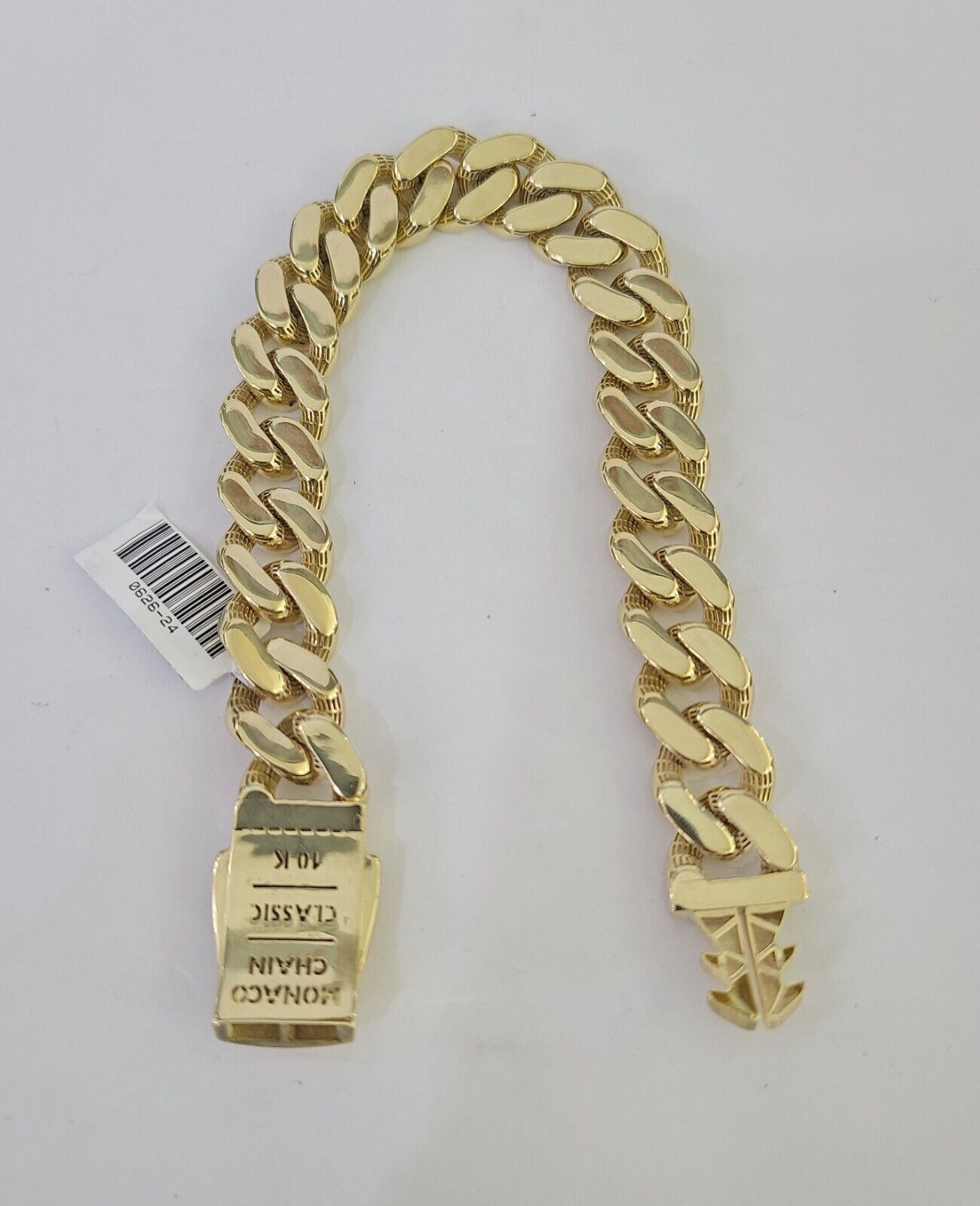 Real 10K Royal Monaco Bracelet Yellow Gold 8.5" Box Clasp 12mm Genuine