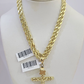 Real 10k Gold Rope Chain Cross Charm Pendent SET 4mm 26 Inch 4mm Necklace Men's