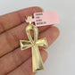 14k Miami Cuban Chain Ankh Cross Charm Pendant 3mm 18"24" inch SET Necklace