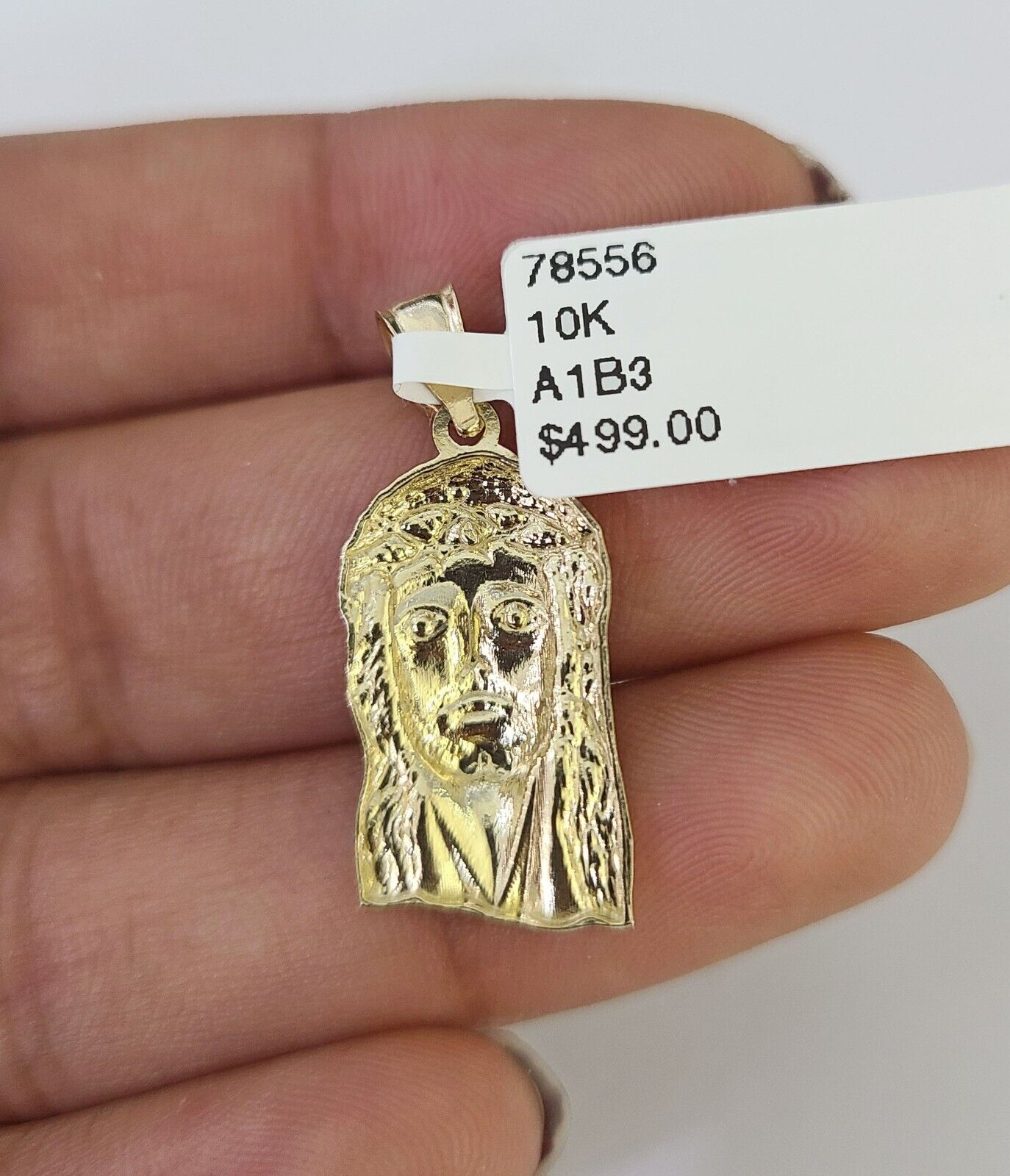 10K Franco Chain Jesus Head Pendant Charm Necklace 16"-24" 2mm Gold SET Yellow