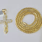 10K Gold Palm Chain 3mm Length 18" 20" 22" 24" 26" 28" 30" & Cross Charm