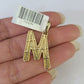 10k Yellow Gold Diamond M Charm Pendant Initial Alphabet Letter Real Genuine