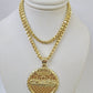 Real 10k Gold Byzantine Necklace Last Supper Nugget 20"-30" 3mm Pendant SET
