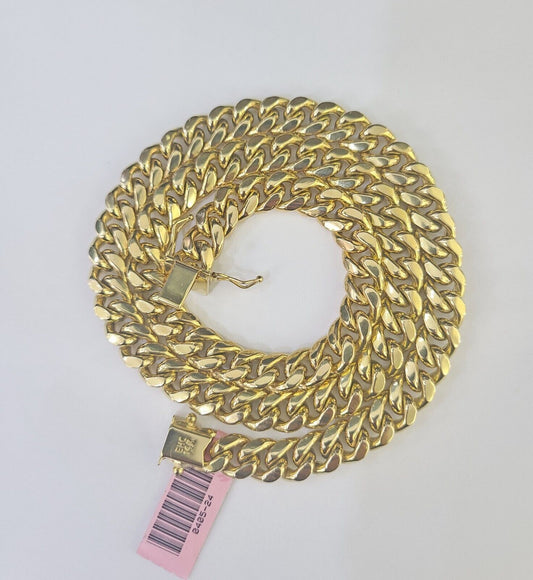 14k Yellow Gold 9mm Miami Cuban Link Chain Necklace 20"-30" Inch Real 14kt Mens