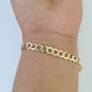 14K Cuban Curb Link Bracelet Diamond Cut 5mm 8" Inch REAL Yellow Gold