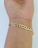 14K Cuban Curb Link Bracelet Diamond Cut 5mm 8" Inch REAL Yellow Gold