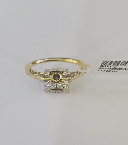 Real 10k Diamond Ladies Ring Yellow Gold Bridal Women Engagement Wedding