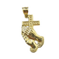 10k Yellow Gold Praying Hand Cross Pendent 4mm Rope Chain 18 20 22 24 26 28 30"