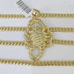 Real 10k Miami Cuban Chain Scorpion Charm Set 4mm Yellow Gold Necklace Pendant