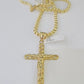 10k Gold Byzantine Box Necklace Jesus Cross Charm 18"-26" SET Yellow Real