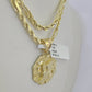 10k Milano Rope Chain Nugget Charm Necklace SET 3mm 18" 20" 22" 24"