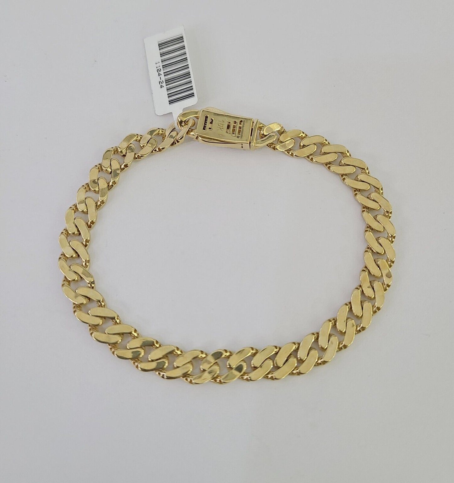 Real 10K Royal Monaco Bracelet Yellow Gold 7" Box Clasp 7mm Genuine Unisex