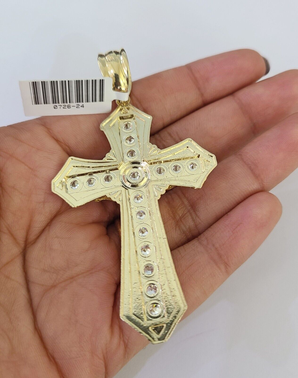 10K Franco Chain Jesus Cross Pendant Charm Necklace 20"-26" 5mm Gold Yellow SET