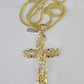 10K Franco Chain Jesus Crucifix Cross Pendant Charm Necklace 20"-28" 4mm Gold