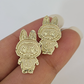 10k Gold Cartoon Monster Earrings Push Back Real 10kt Gold Studs Unisex