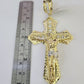 10K Franco Chain Jesus Cross Pendant Charm Necklace 20"-26" 5mm Gold Yellow SET