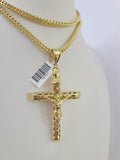 10K Franco Chain Jesus INRI Cross Pendant Charm Necklace 20"-28" 4mm Gold Yellow