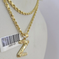 10k Gold Initial Z Charm Rope Chain 16"-26" 2.5mm SET Necklace Alphabet Pendant