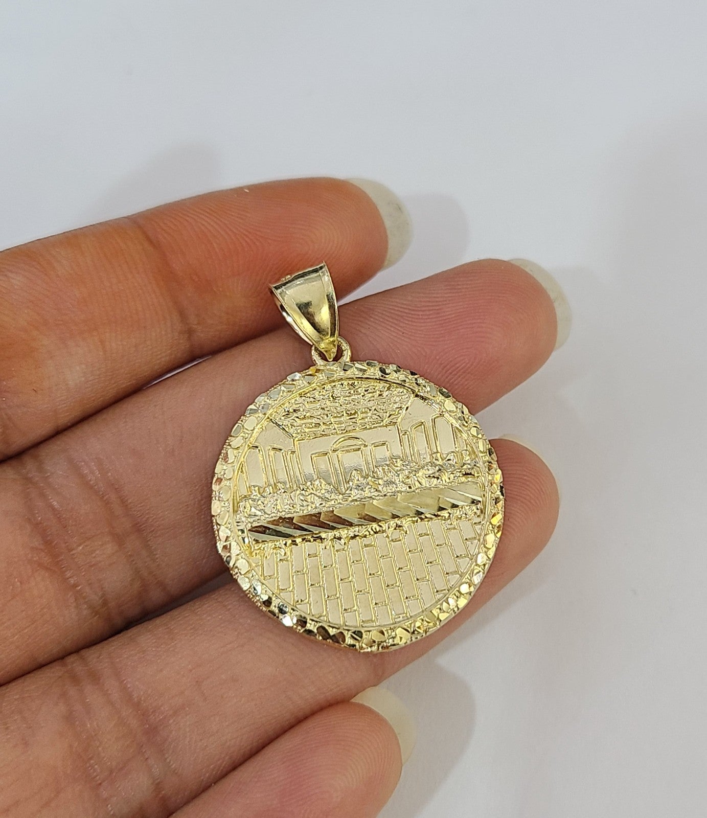 10k Aztec Calendar Charm Pendant Men Women 10kt Real Yellow Gold