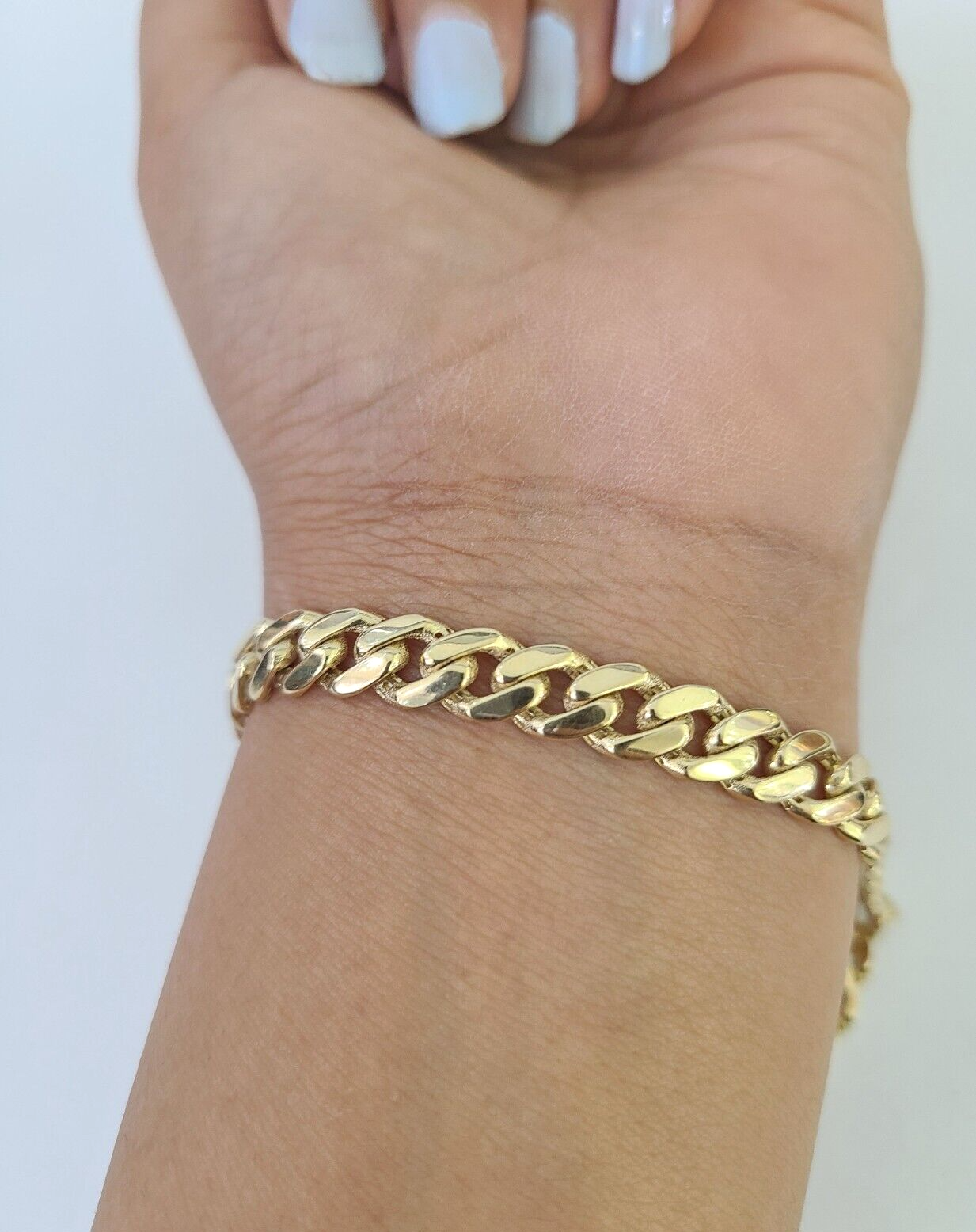 Real 10K Royal Monaco Bracelet Yellow Gold 8" Box Clasp 8mm Genuine Unisex