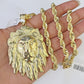 Real 10k Solid Rope Chain Lion Charm Set 6mm 20"-30" Inch Necklace Yellow Gold