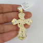 10K Franco Chain Jesus Cross Pendant Charm Necklace 20"-26" 3mm Gold Yellow SET