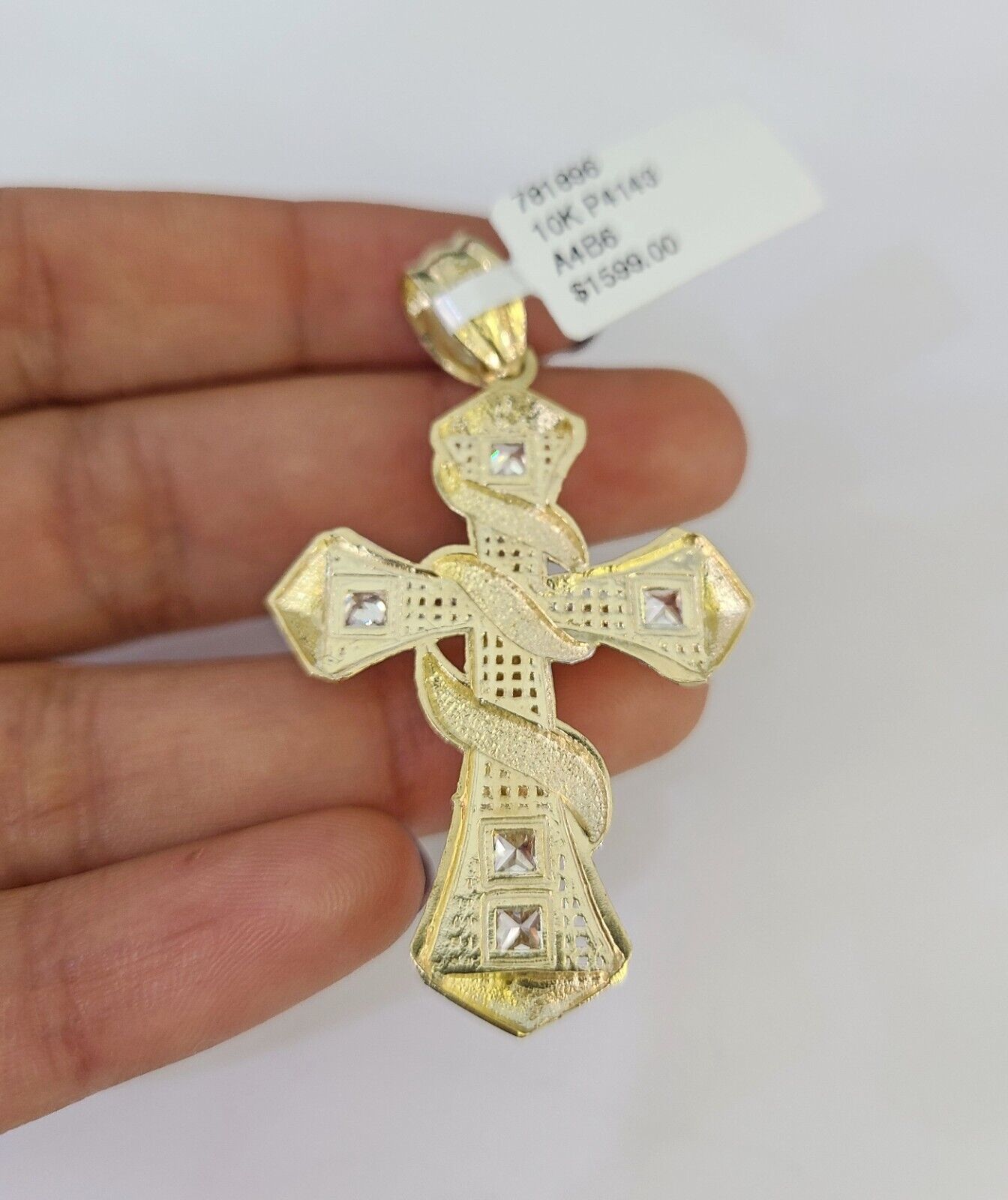 10K Franco Chain Jesus Cross Pendant Charm Necklace 20"-26" 3mm Gold Yellow SET