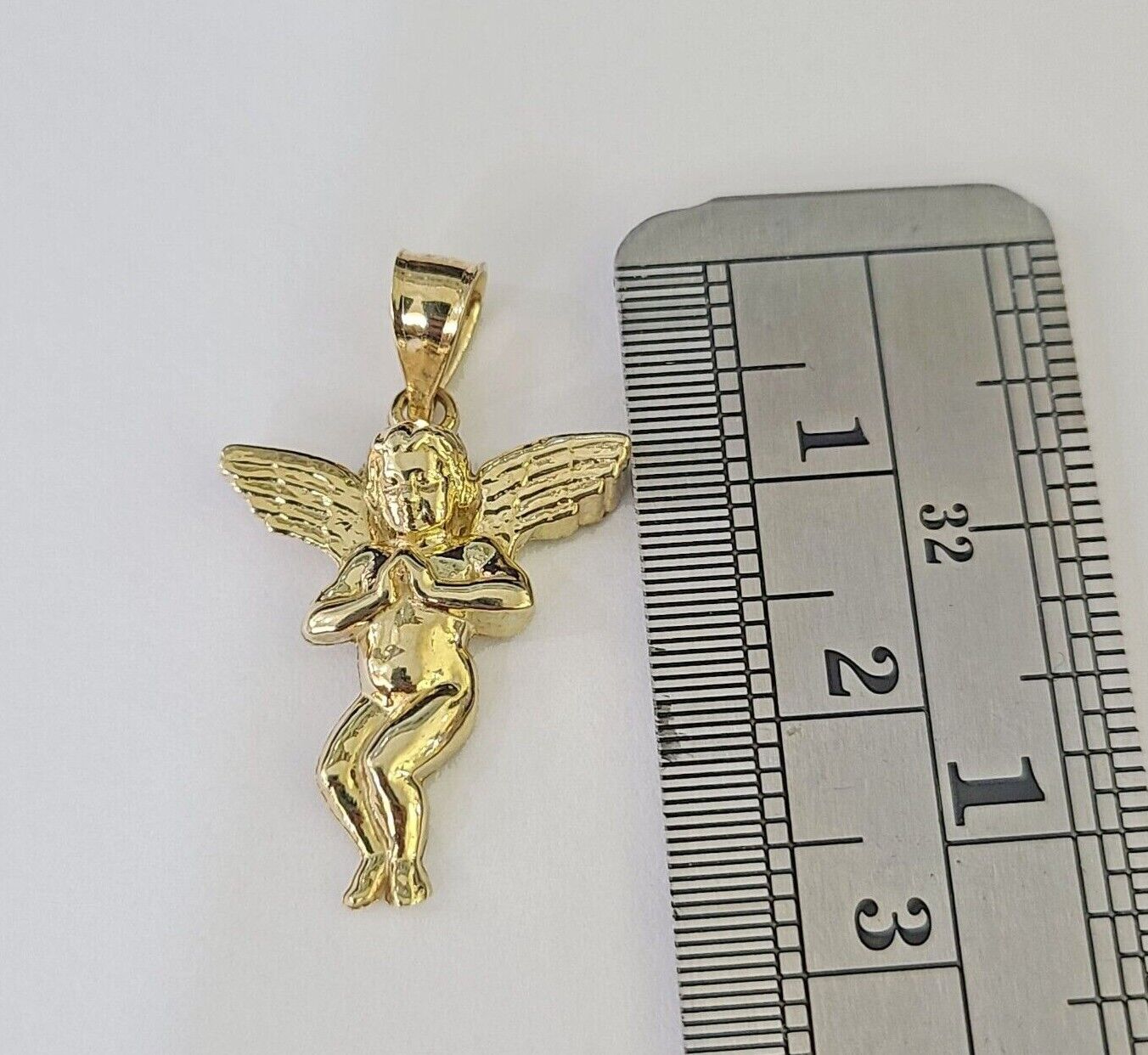 10K Gold Franco Chain Praying Angel Charm SET 16-20 Inches 1mm Ladies Women