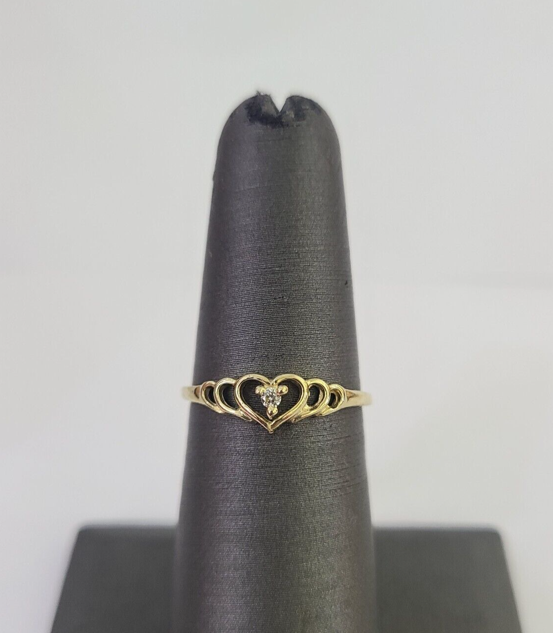 Real 10k Yellow Gold Hearts Ring Wedding Engagement Casual 10Kt Genuine