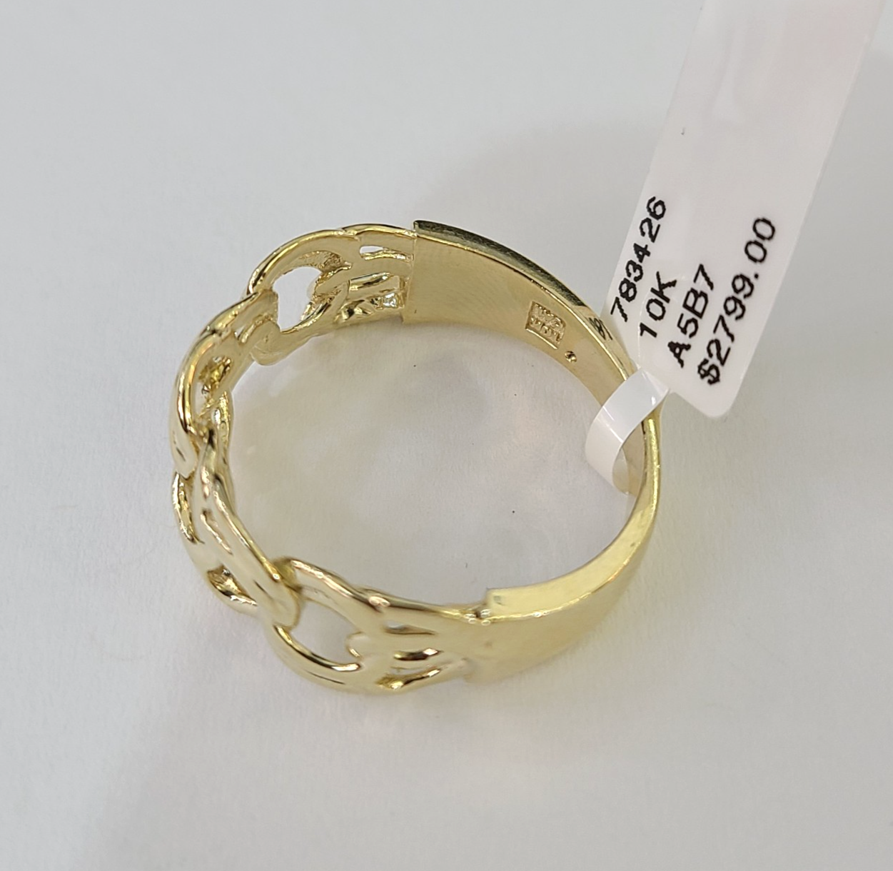 Real 10k Cuban Curb Ring Yellow Gold Women Men Genuine 10Kt